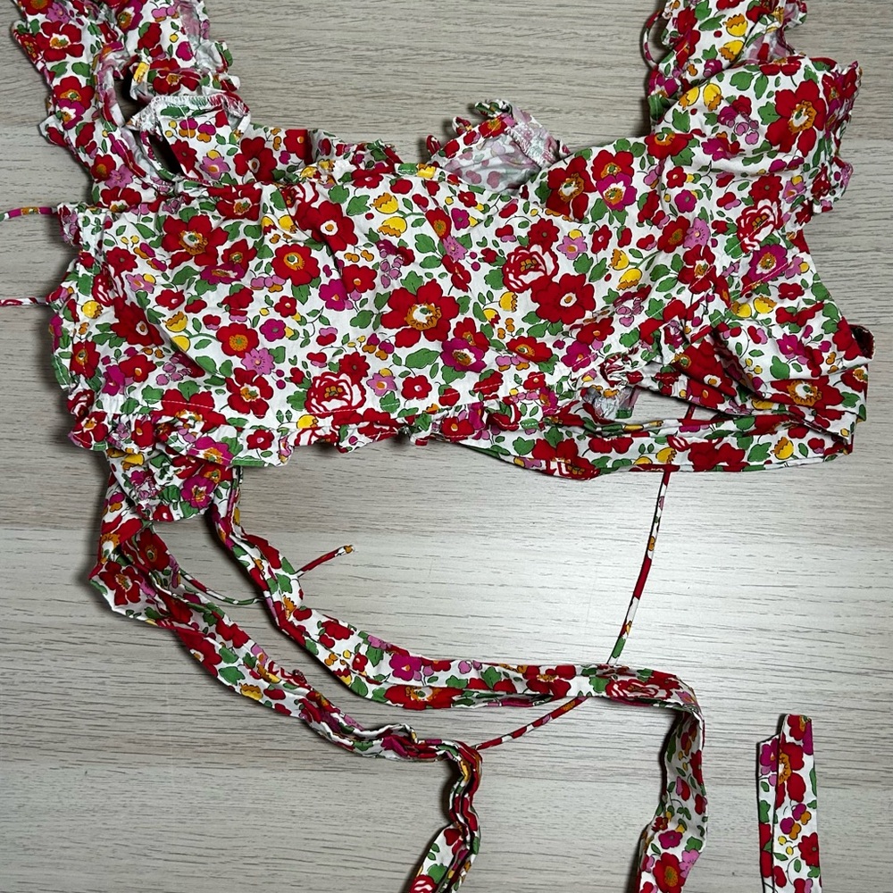 For Love And Lemons Floral Print Top with Ruffles